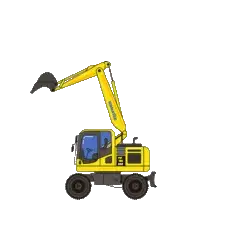 Komatsu Wheeled Excavator Animation