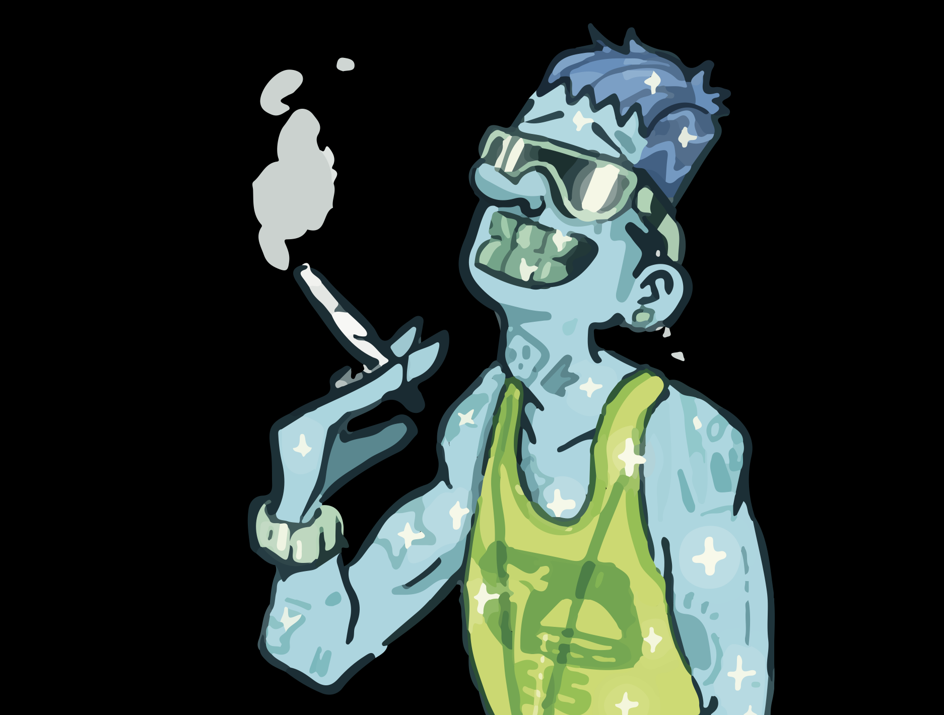 Smoking Tripper Character Design Illustration